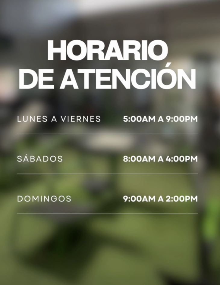 Horario de atención Strong Gym